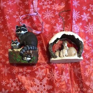 Ornaments pair of two vintage, Mark Newman, hallmark animal ornaments